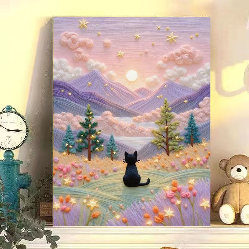 Whimsical Cat Landscape Canvas Art Stornfield
