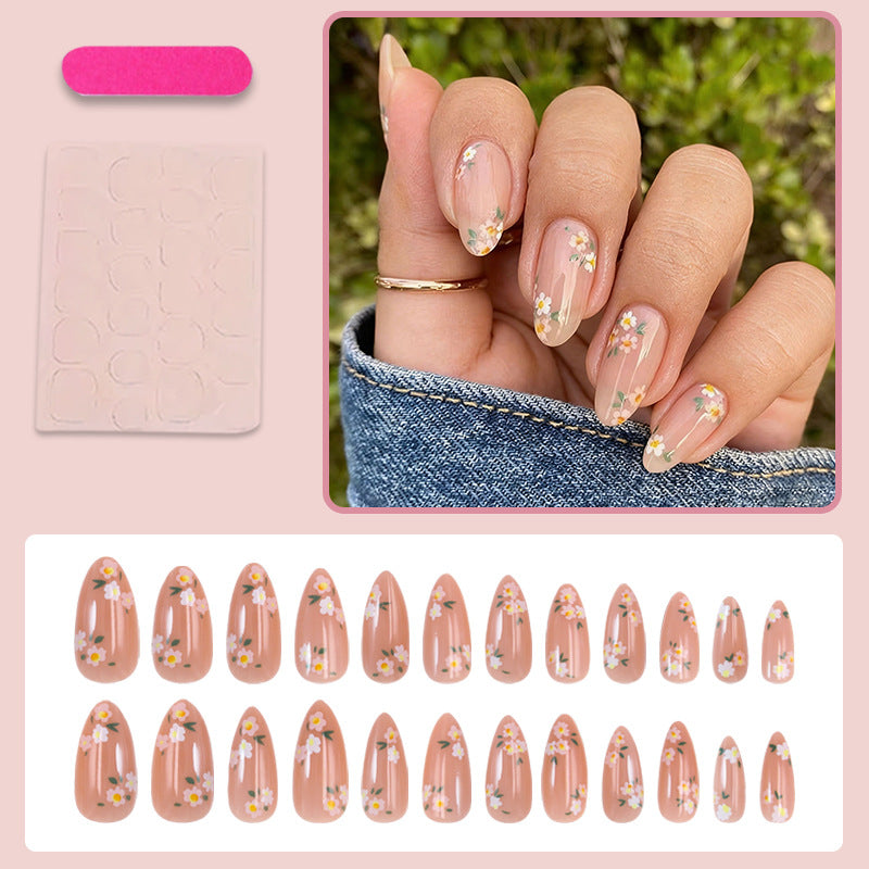 Art nail set with floral designs and natural look Stornfield