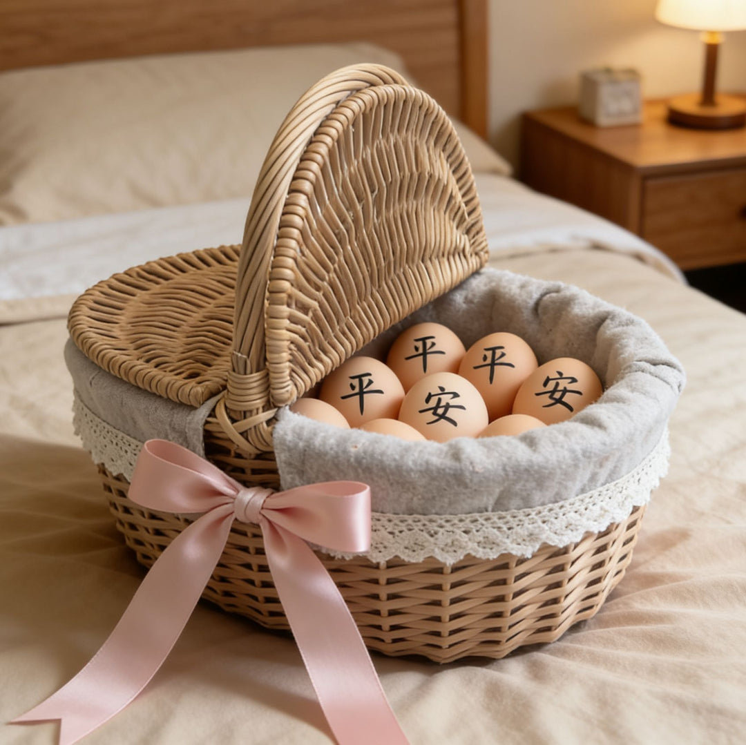 Women's braided basket with decorative fabric cover and practical carrying handles Stornfield