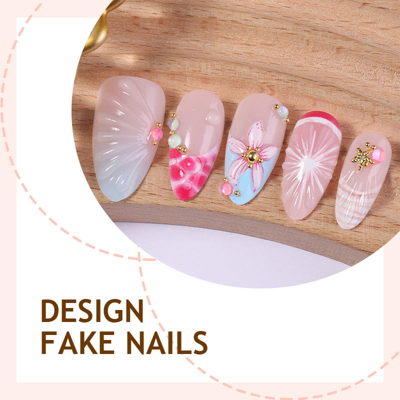 Creative nail art set with floral designs and decorative accents Stornfield