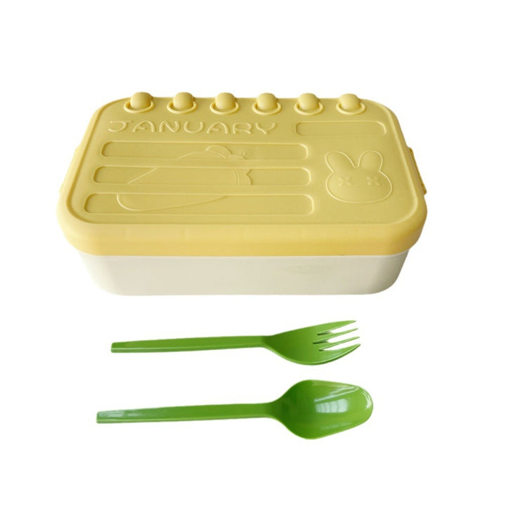 Multi-Compartment Cute Bunny-Themed Lunch Box with Utensils