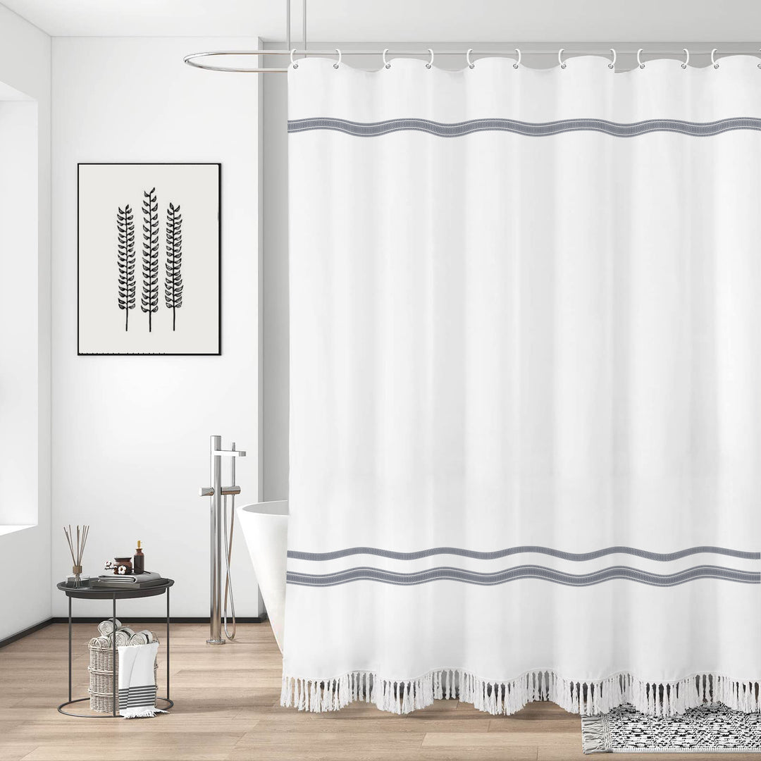 Textured Fringe Shower Curtain Stornfield