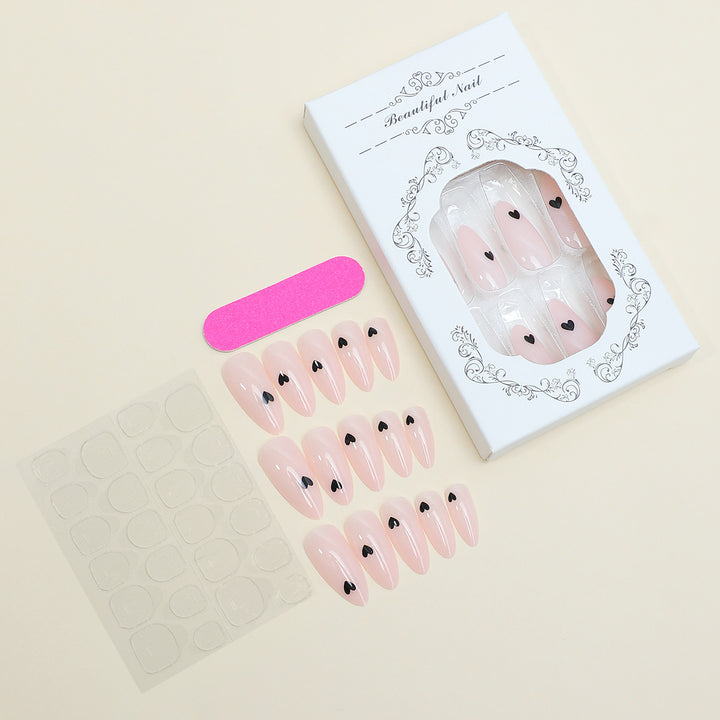 Acrylic nail set with stylish heart designs Stornfield