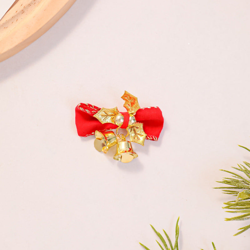 Festive hair bow with bells and Christmas motif Stornfield