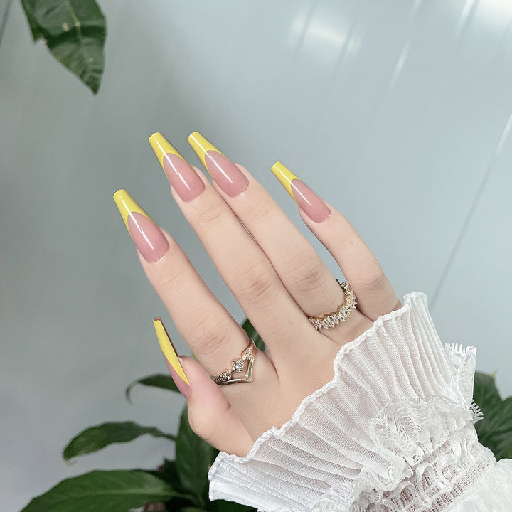 Elegant Stiletto Press-On Nail Set with Two-Tone Design Stornfield