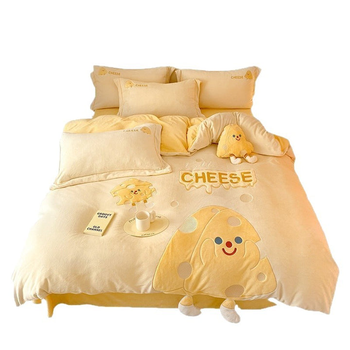 Children's bedding set with cozy microfiber blanket and 3D panda appliqués