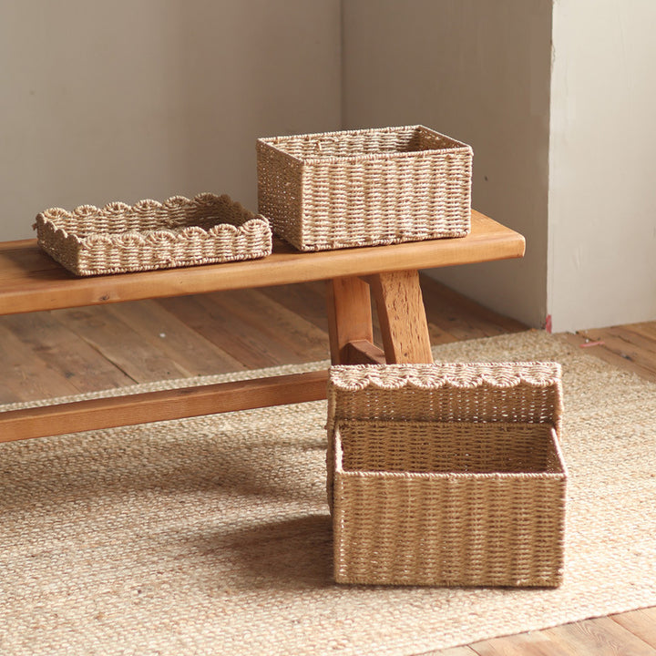 Storage basket with lid and reed design Stornfield
