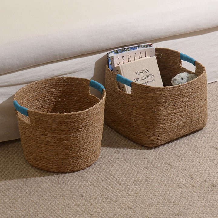 Stylish storage basket made of woven natural fibers Stornfield
