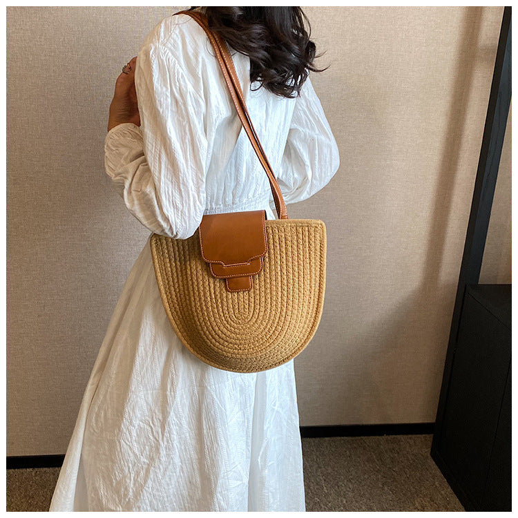 Fashionable and Handcrafted Basket Bag with Leather Accents Stornfield