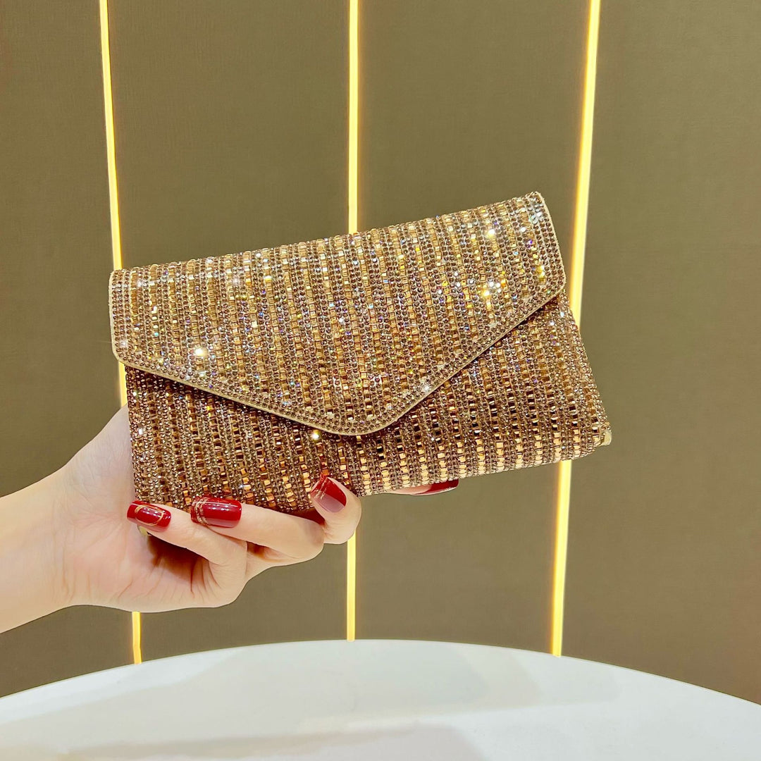 Decorative Crystal-Studded Evening Clutch