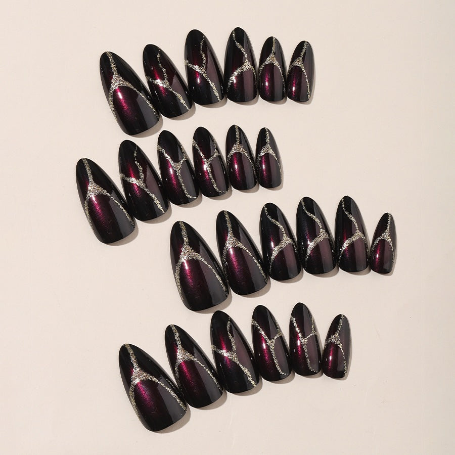 Acrylic nail set with glamorous accents and high-gloss finish Stornfield