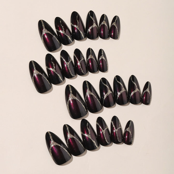 Acrylic nail set with glamorous accents and high-gloss finish Stornfield