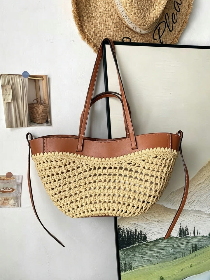 Braided handbag with elegant leather trim Stornfield