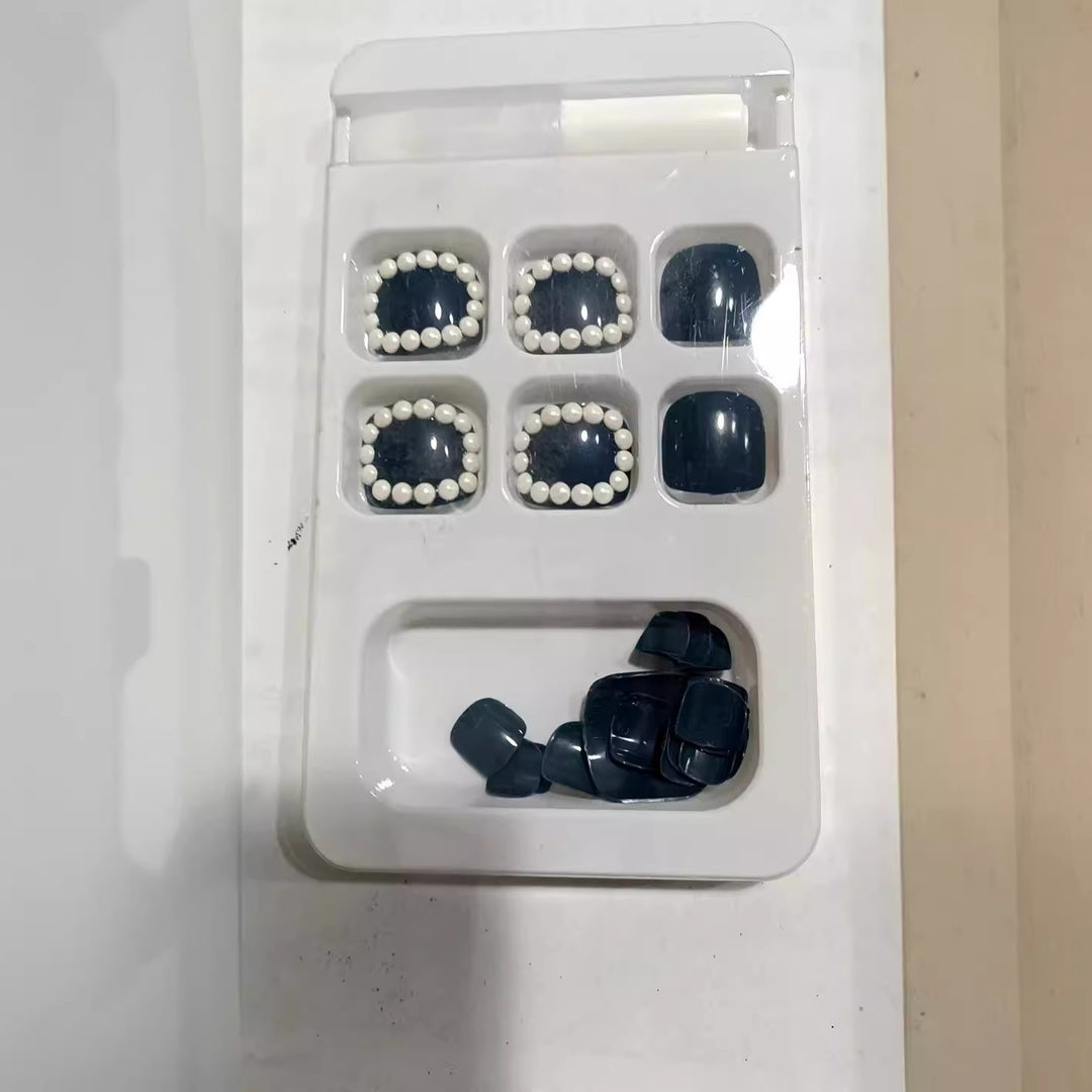 Decorative Press-On Nail Set with Pearl Accents Stornfield