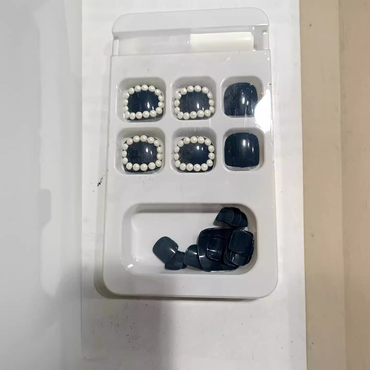 Decorative Press-On Nail Set with Pearl Accents Stornfield