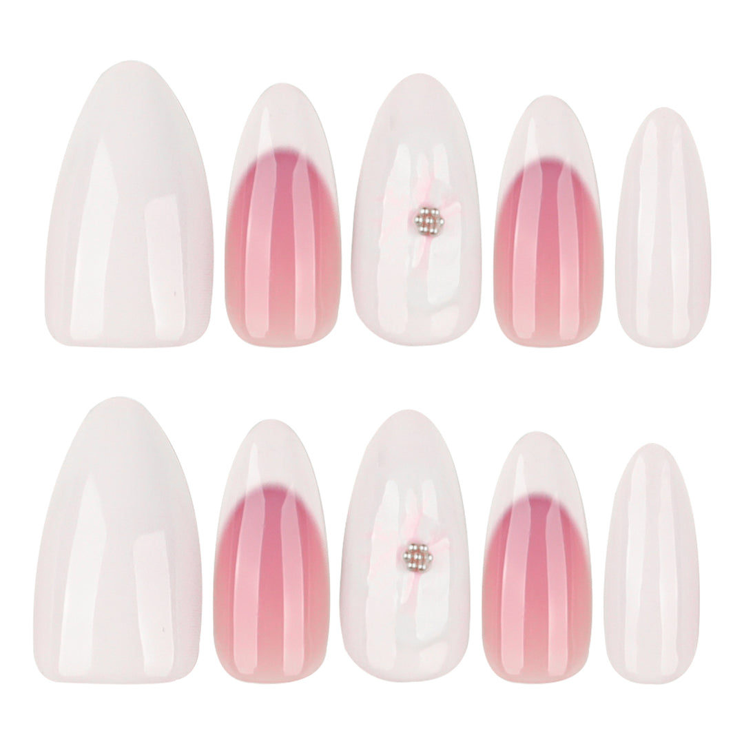 Artificial nails with flower accents and French tip Stornfield