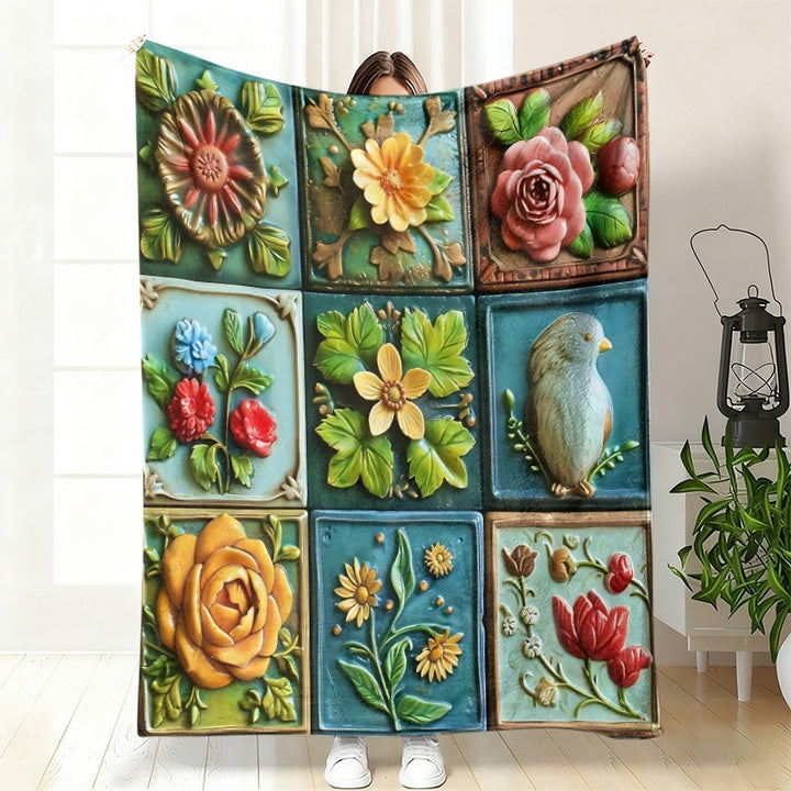 Decorative Floral Art Throw Blanket
