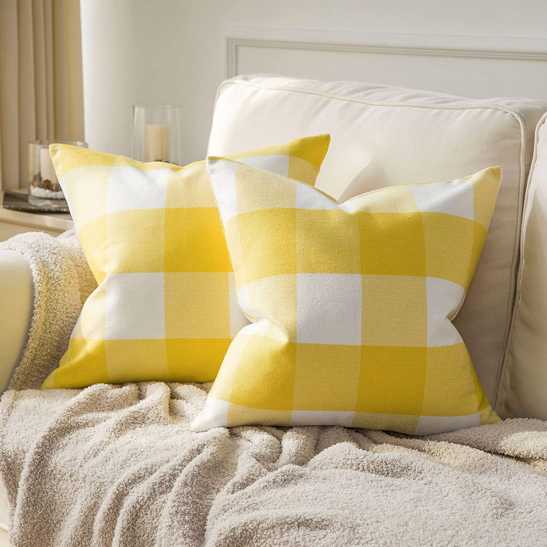 Buffalo Check Square Throw Pillow Covers with Hidden Zipper