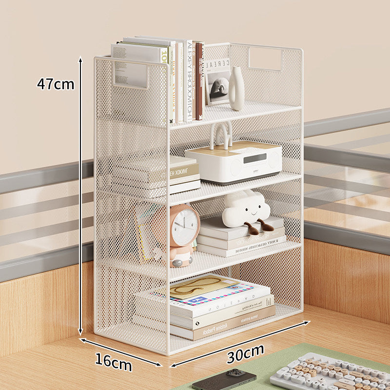 Mesh Desktop Open-Shelf Organizer with Integrated Handles and Dividers