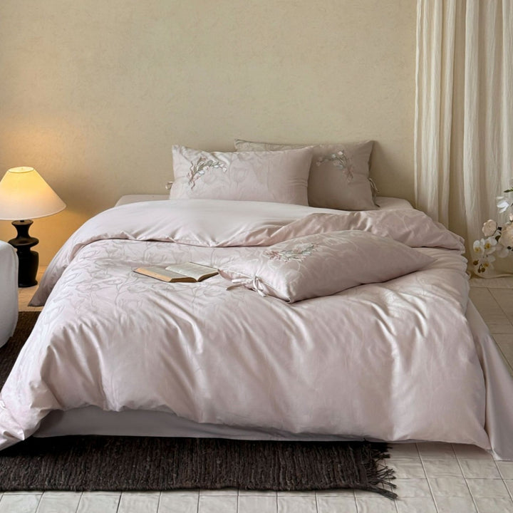 Luxury Embroidered Cotton Sateen Duvet Cover Set