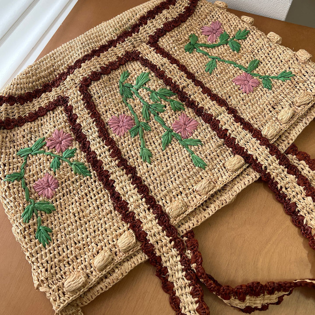 Braided shoulder bag with floral motif Stornfield