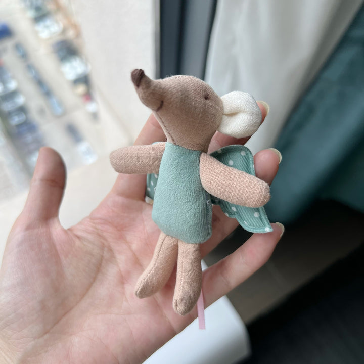 Miniature Linen Mouse Comforter Plush Keyring