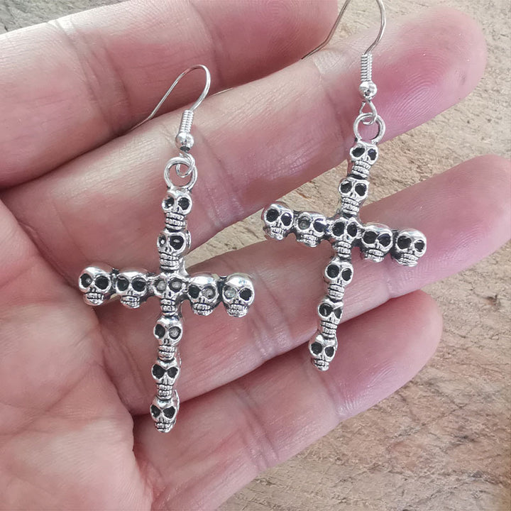 Gothic Skull Cross Earrings Stornfield