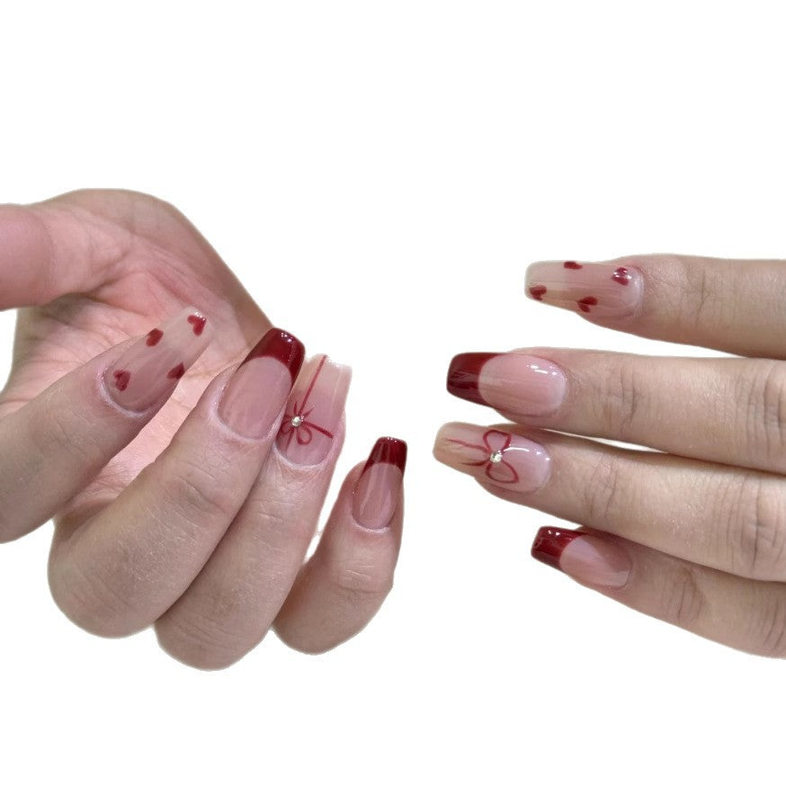 Decorative Heart-Embellished Press-On Nails Stornfield