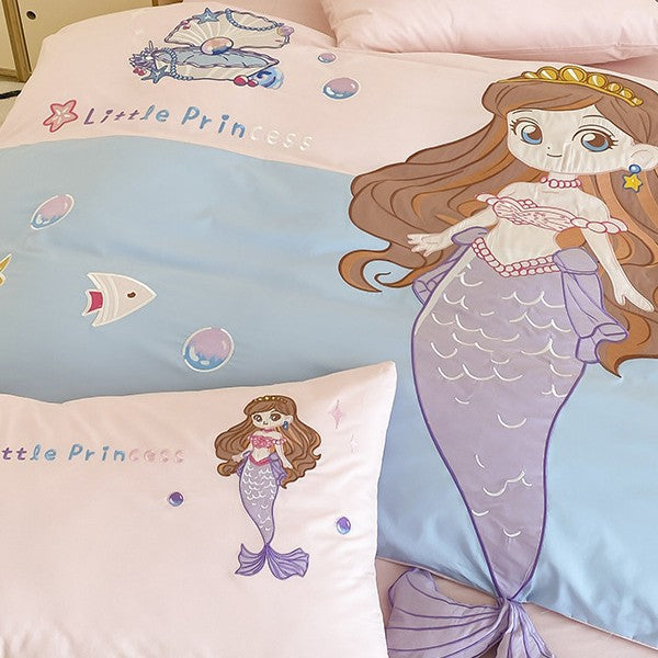 Children's Cartoon Bear Cotton Duvet Cover Bedding Set with Plush Pillow Shams