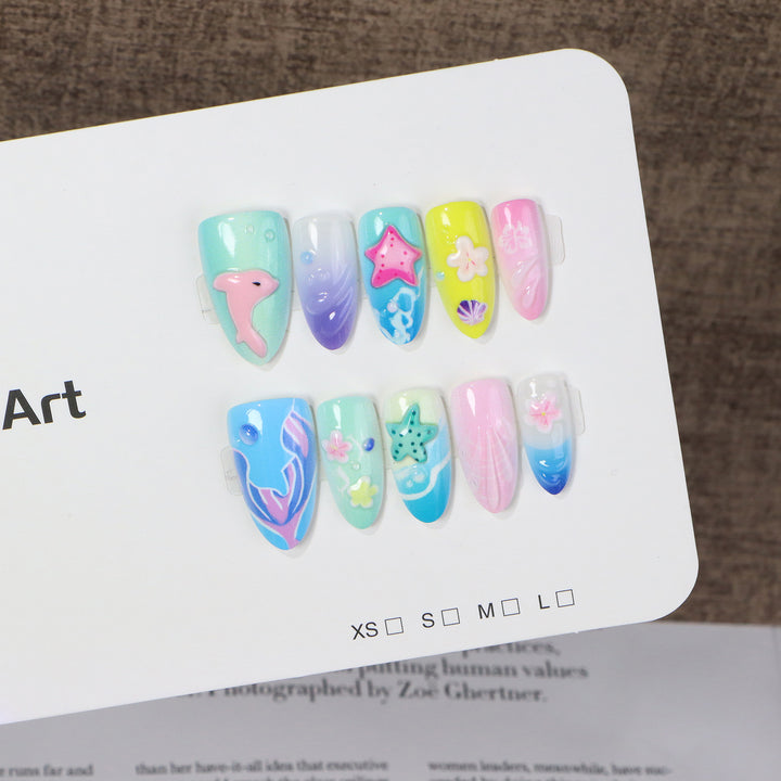 Ocean-Inspired Themed Press-On Nail Art Set Stornfield