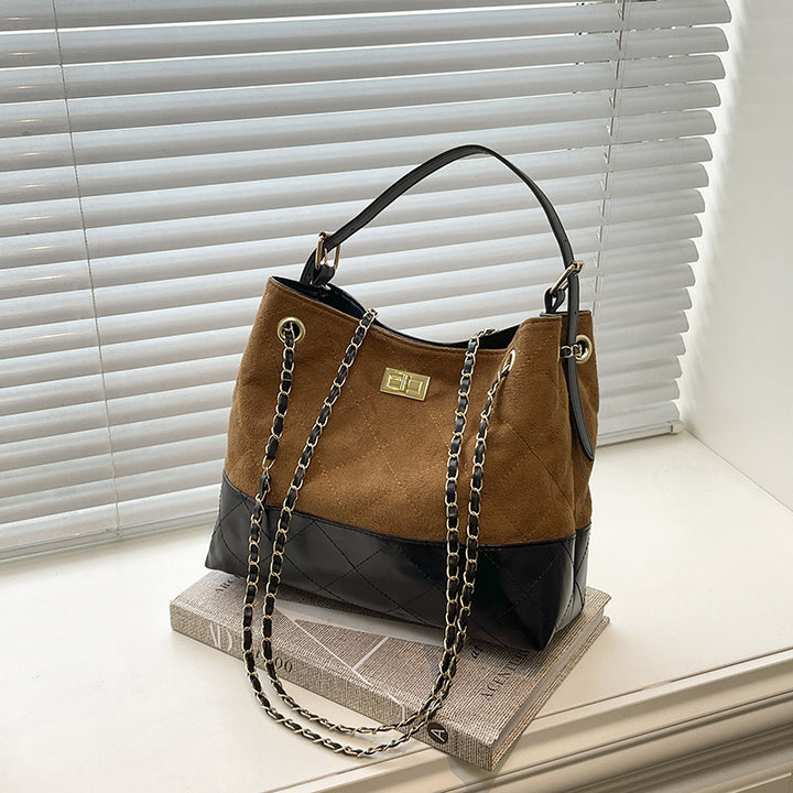 Quilted Suede Tote Bag