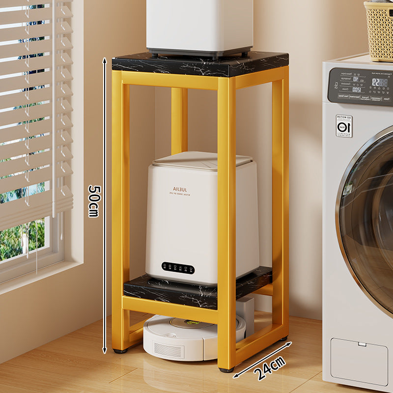 Narrow Two-Tier Metal Appliance Stand with Faux Marble Shelves