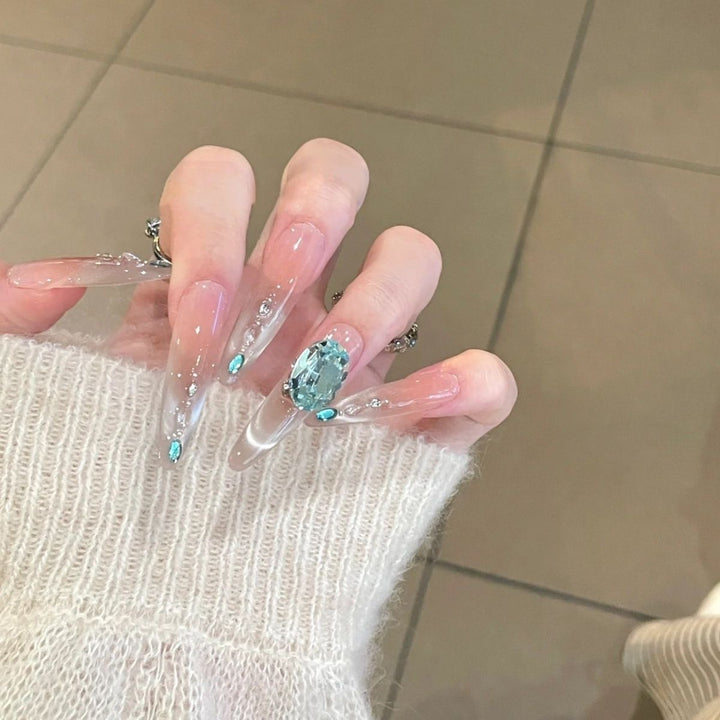 Glamorous Crystal-Studded Stiletto Press-On Nails Stornfield