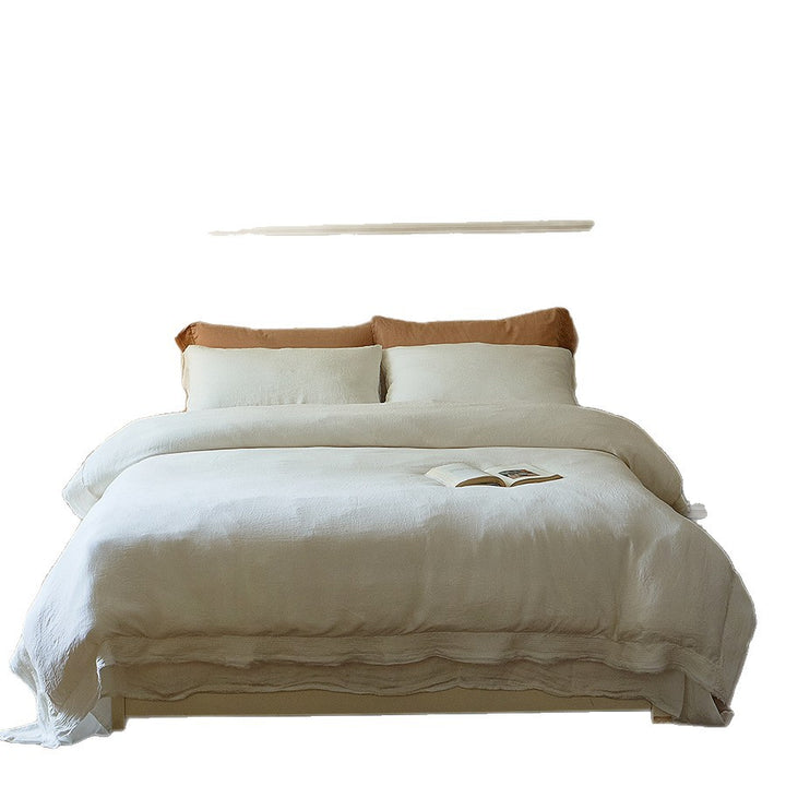 Washed Linen Duvet Cover Set with Textured Fringe Hem