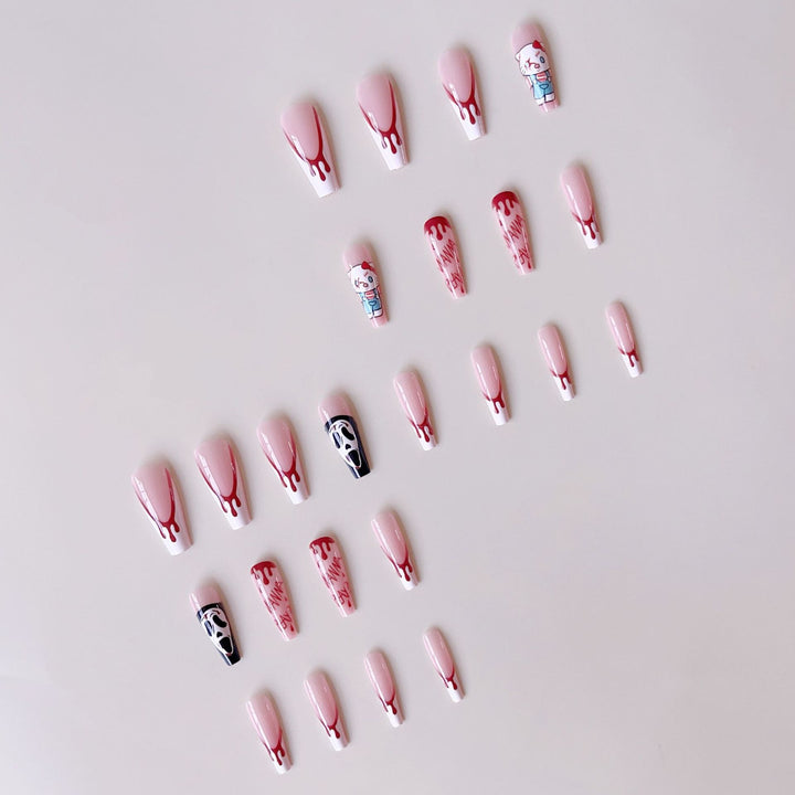 Acrylic nail set with creative Halloween design and bloody accents Stornfield