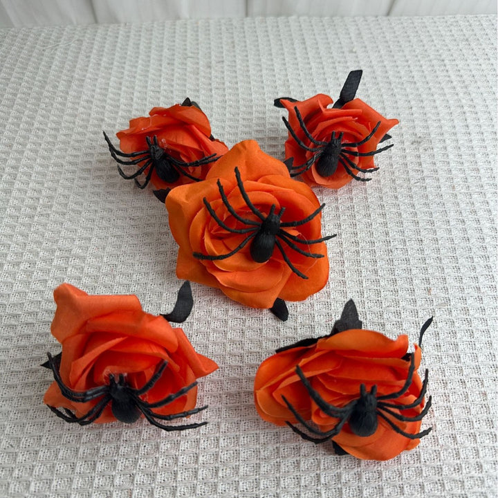 Set of delicate fabric rose hair clips for bridal and festive hairstyles