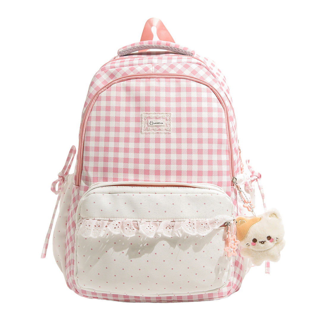 Playful Gingham Patterned School Backpack Stornfield