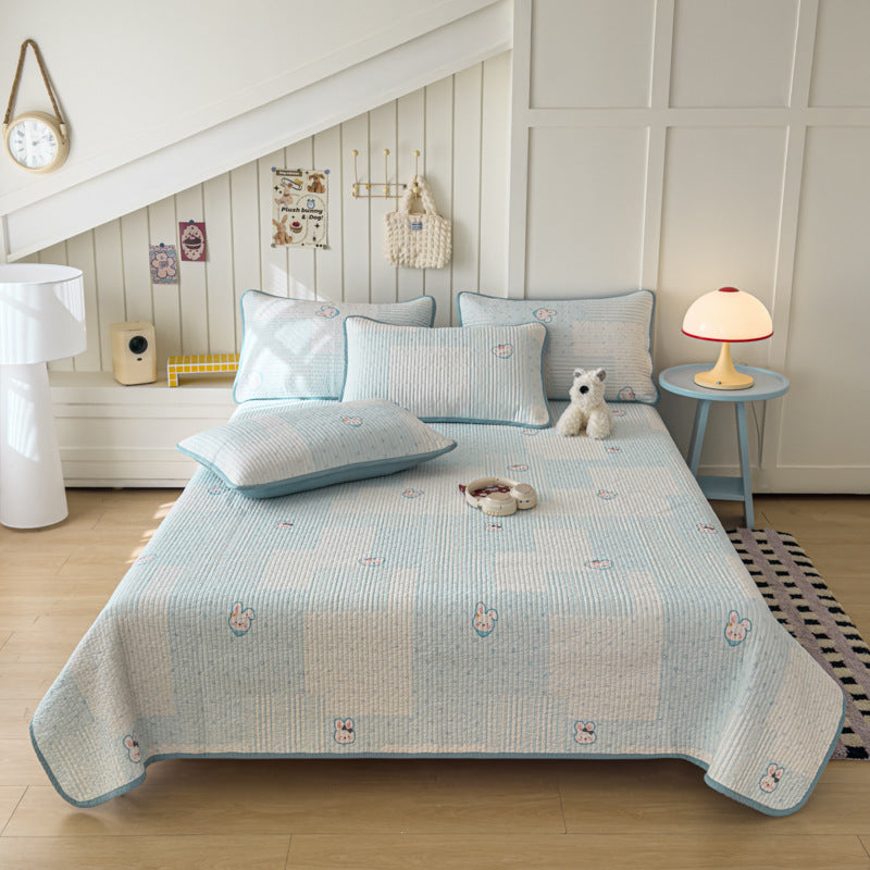 Lightweight Quilted Cotton Bedspread and Mattress Coverlet Set