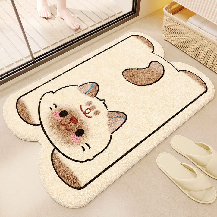 Cartoon Bear-Shaped Plush Bath Rug for Bathroom