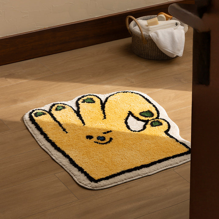 Funny hand-shaped bath mat made of non-slip microfiber plush Stornfield