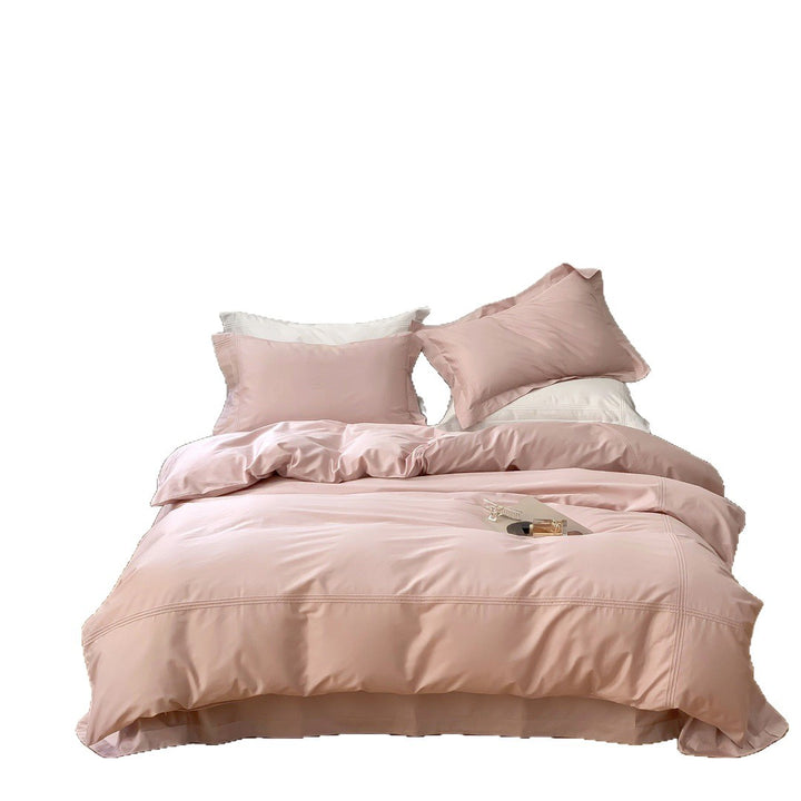 Luxurious bedding complete set made of cotton satin with hotel-style frill