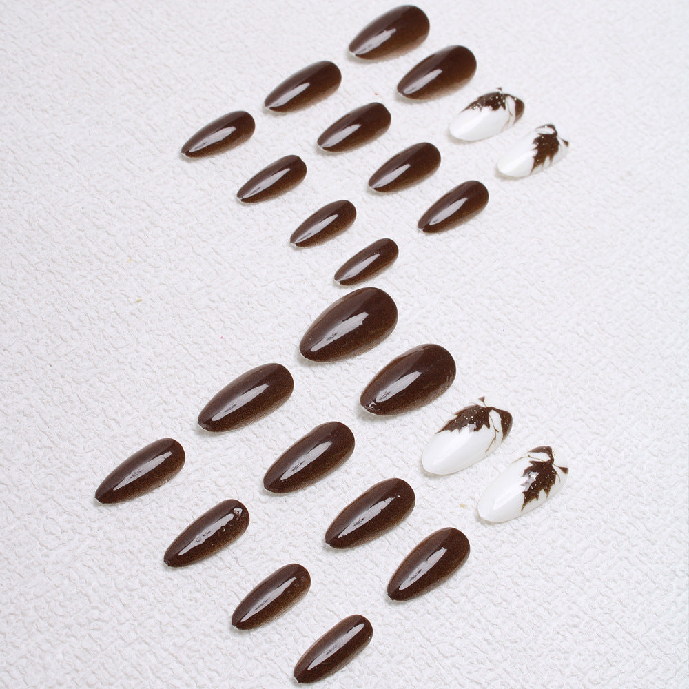 Artistic Leaf-Designed Press-On Nails Stornfield