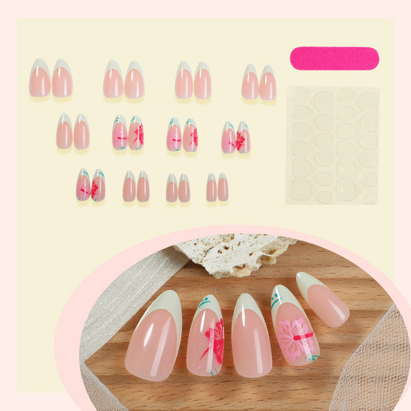 Acrylic nail set with stylish floral tips Stornfield