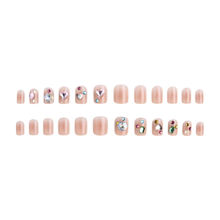Acrylic nail set with sparkling 3D applications and beautiful heart designs Stornfield