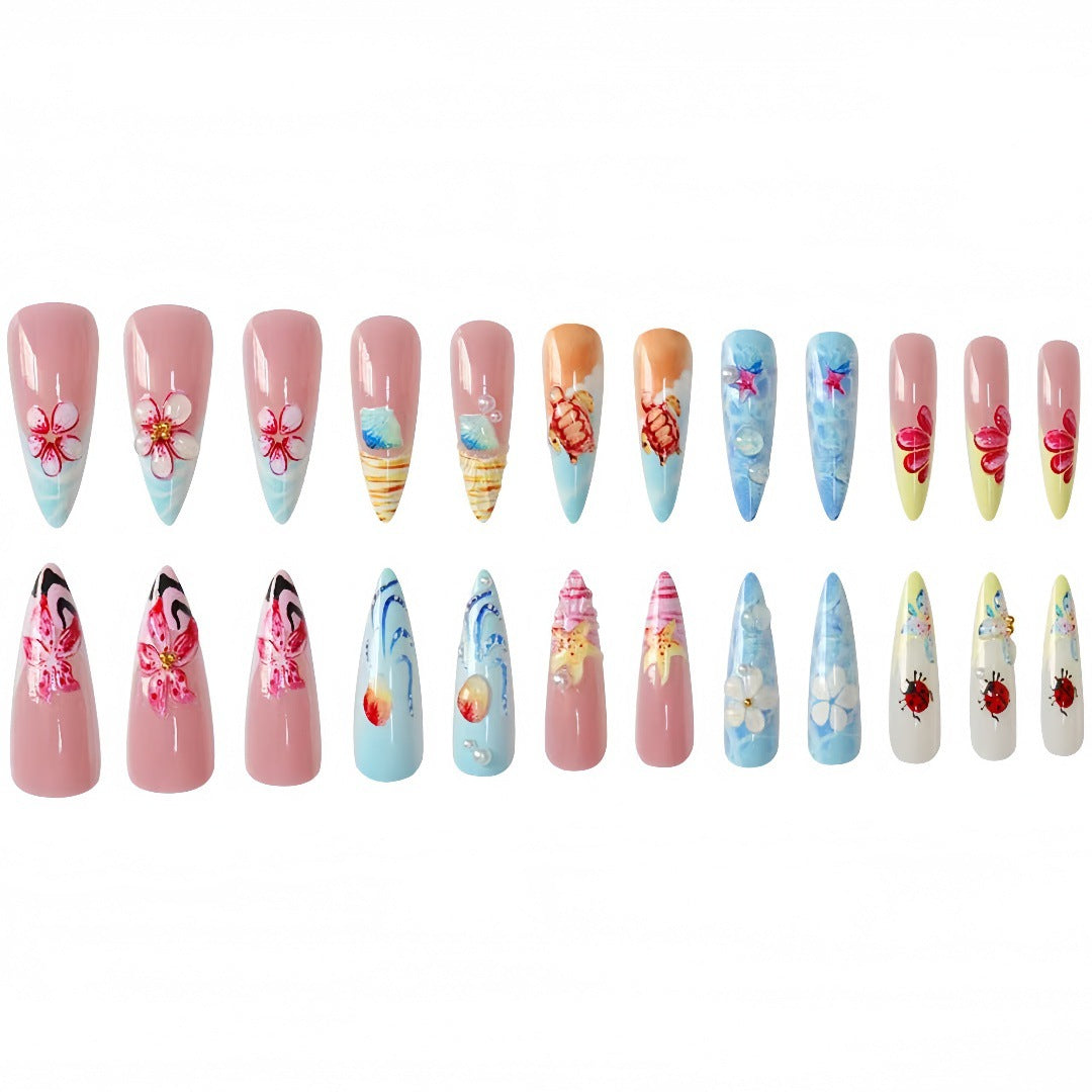 Artistic Marine-Inspired Press-On Nail Set Stornfield