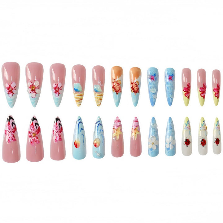 Artistic Marine-Inspired Press-On Nail Set Stornfield