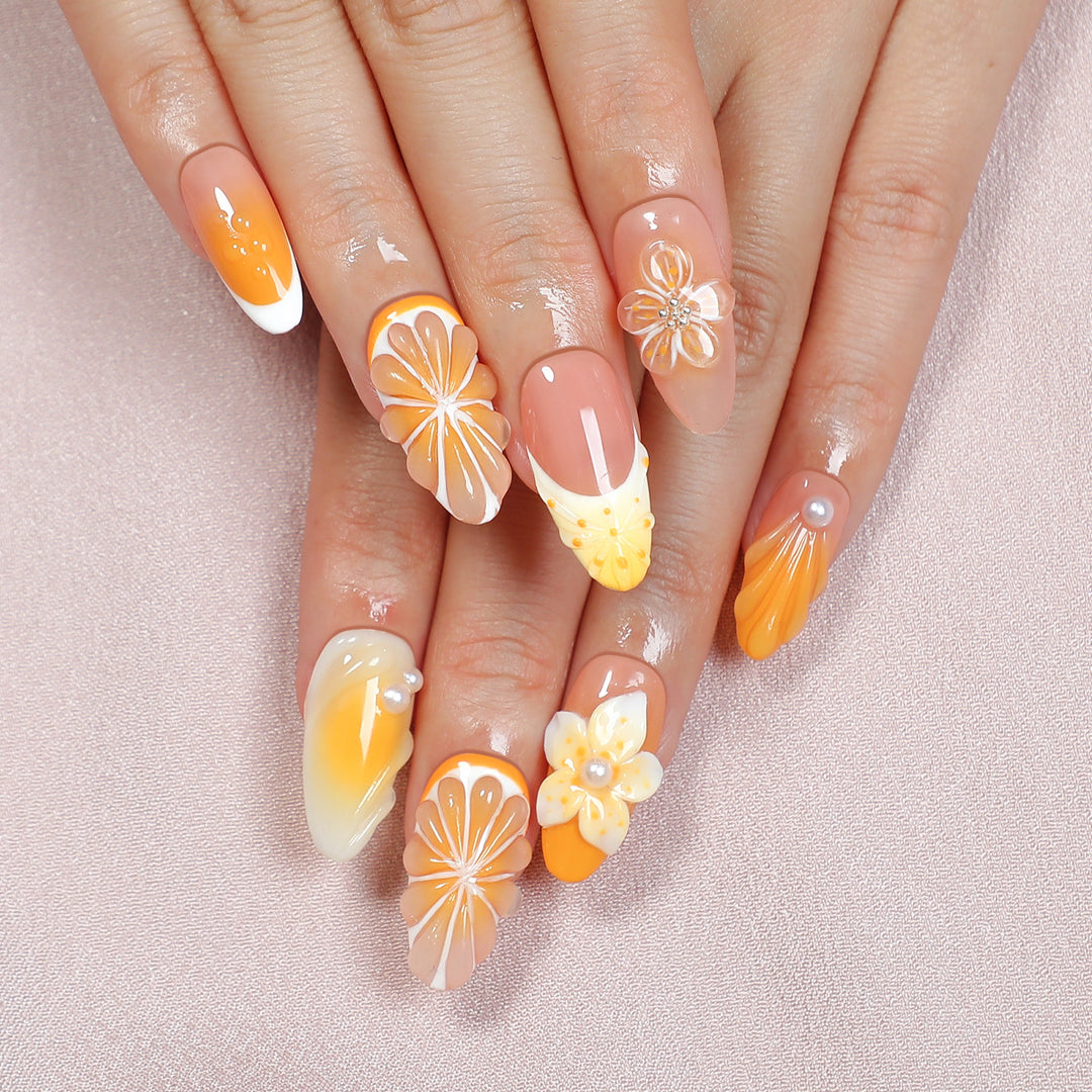 Creative nail art set with floral and glitter embellishments Stornfield