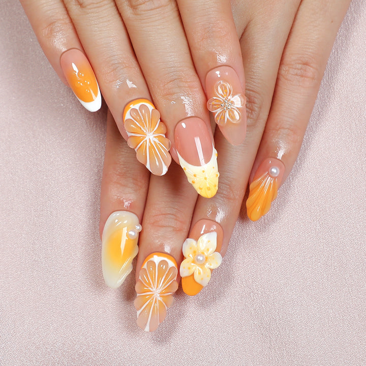 Creative nail art set with floral and glitter embellishments Stornfield