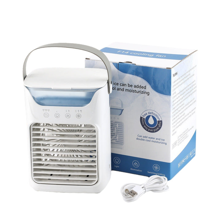 Cooling portable evaporative air cooler with refillable water reservoir adjustable louvers quiet fan and carry handle Stornfield
