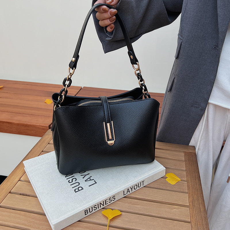 Elegant Leather Handheld Satchel